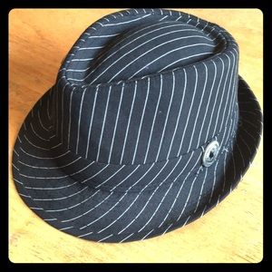 Black with white pinstriped Fedora